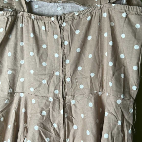 BAILEY Blue Feminine, mob wife Romantic,boho,Polka Dot , fairy,flare Dress - Picture 6 of 6